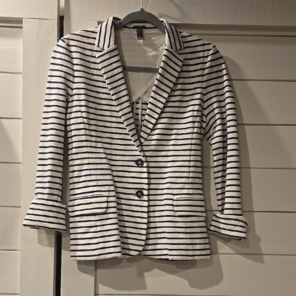 J.Crew Striped Women's Blazer - Blue and White